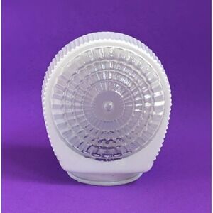 Vintage Art Deco White & Clear Glass Ribbed Ceiling Porch Light Shade Sunburst